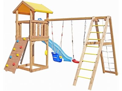 Детская игровая площадка Сорбет Вариант с наклонной лестницей и сеткой
