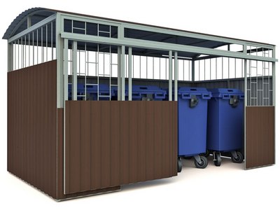 Навес для мусорных баков с раздвижными дверями TORUDA на 4 контейнера
